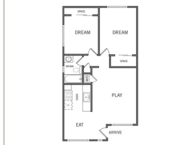 Two Bedroom One Bath Floor Plan