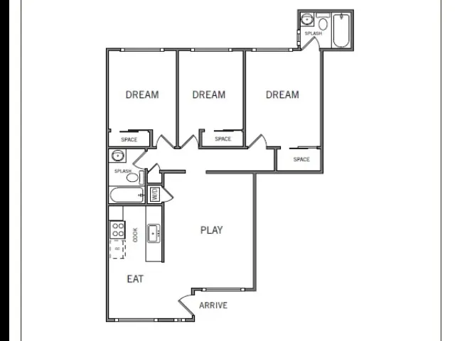 Three Bedroom Two Bath Floor Plan