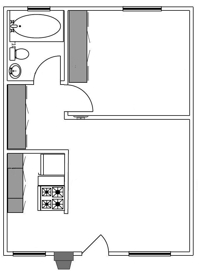 floor plan of 600 sqft apartment home