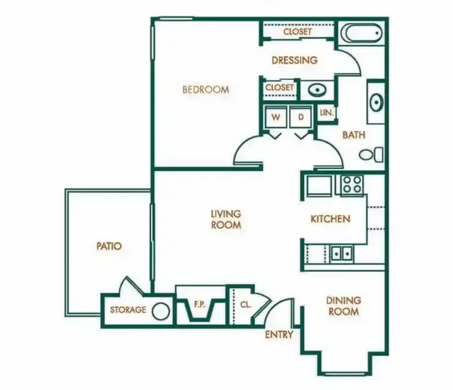 one bedroom one bathroom doll house floorplan