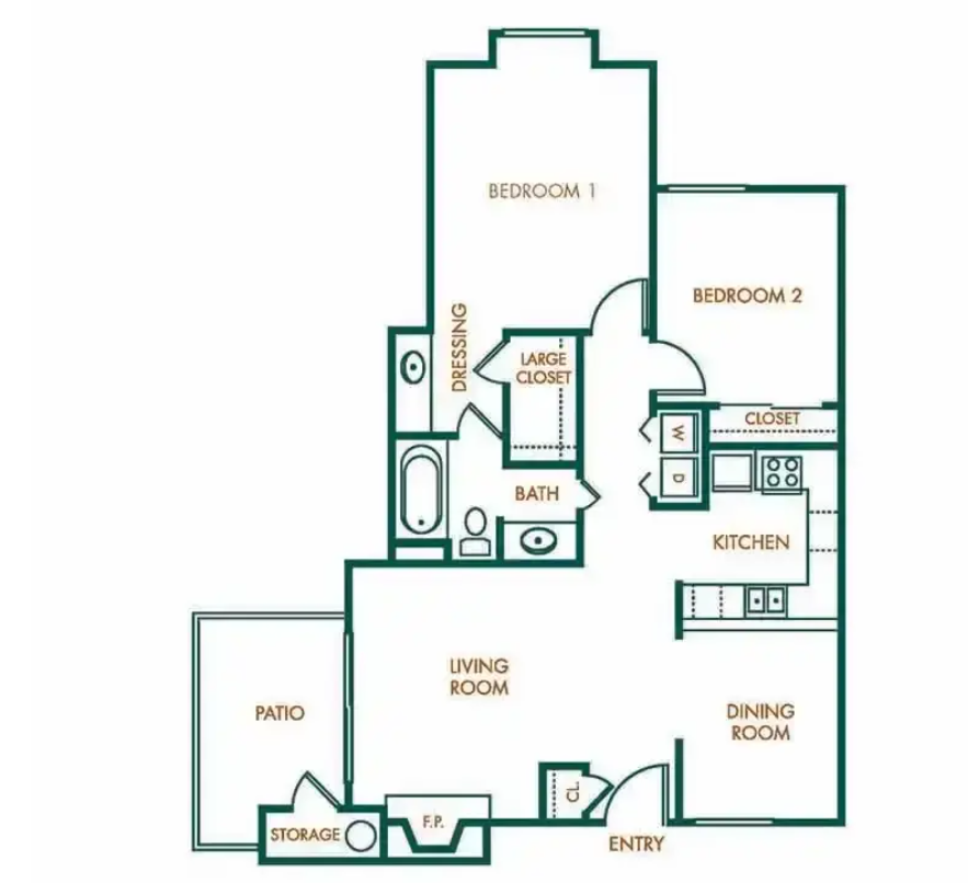two bedroom one bathroom doll house floorplan