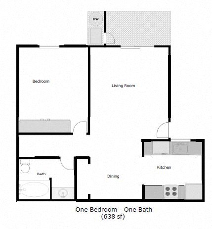 One bedroom, one bath