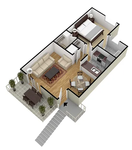 1x1A Floor Plan
