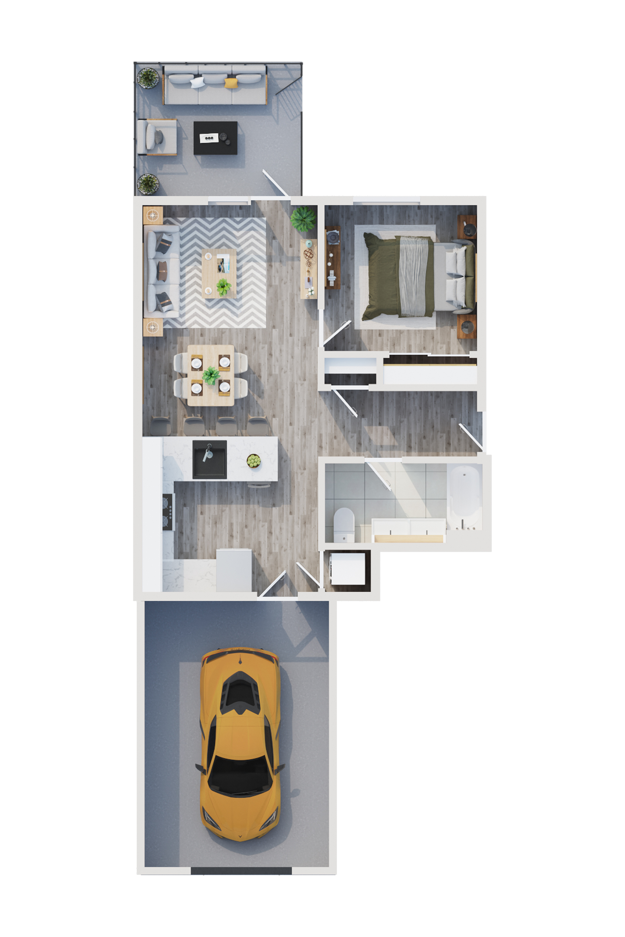 3D Floorplan 1X1B Poppy