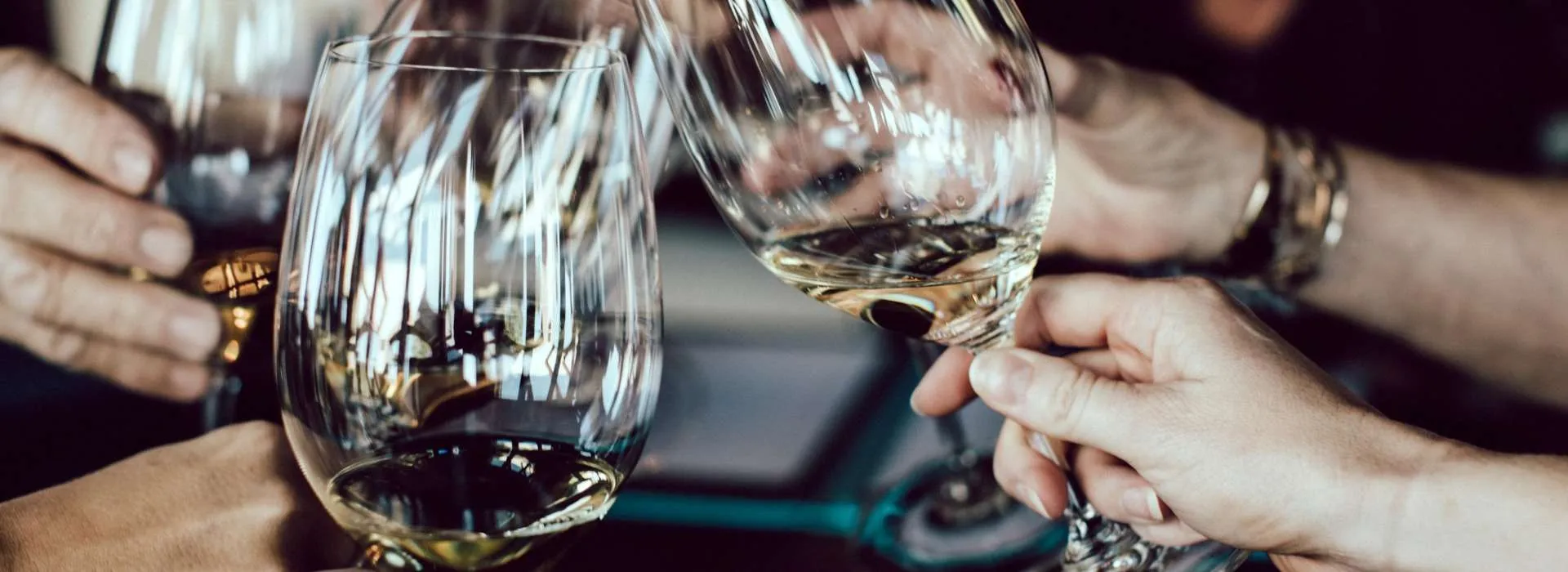 Friends doing a cheers with wine glasses