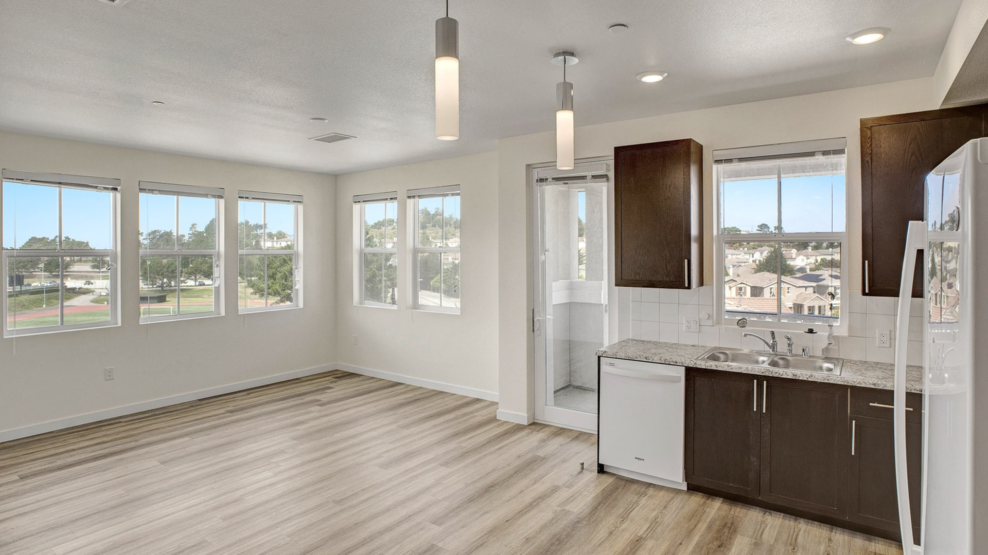 Kitchen and living area overlooking Skyline College