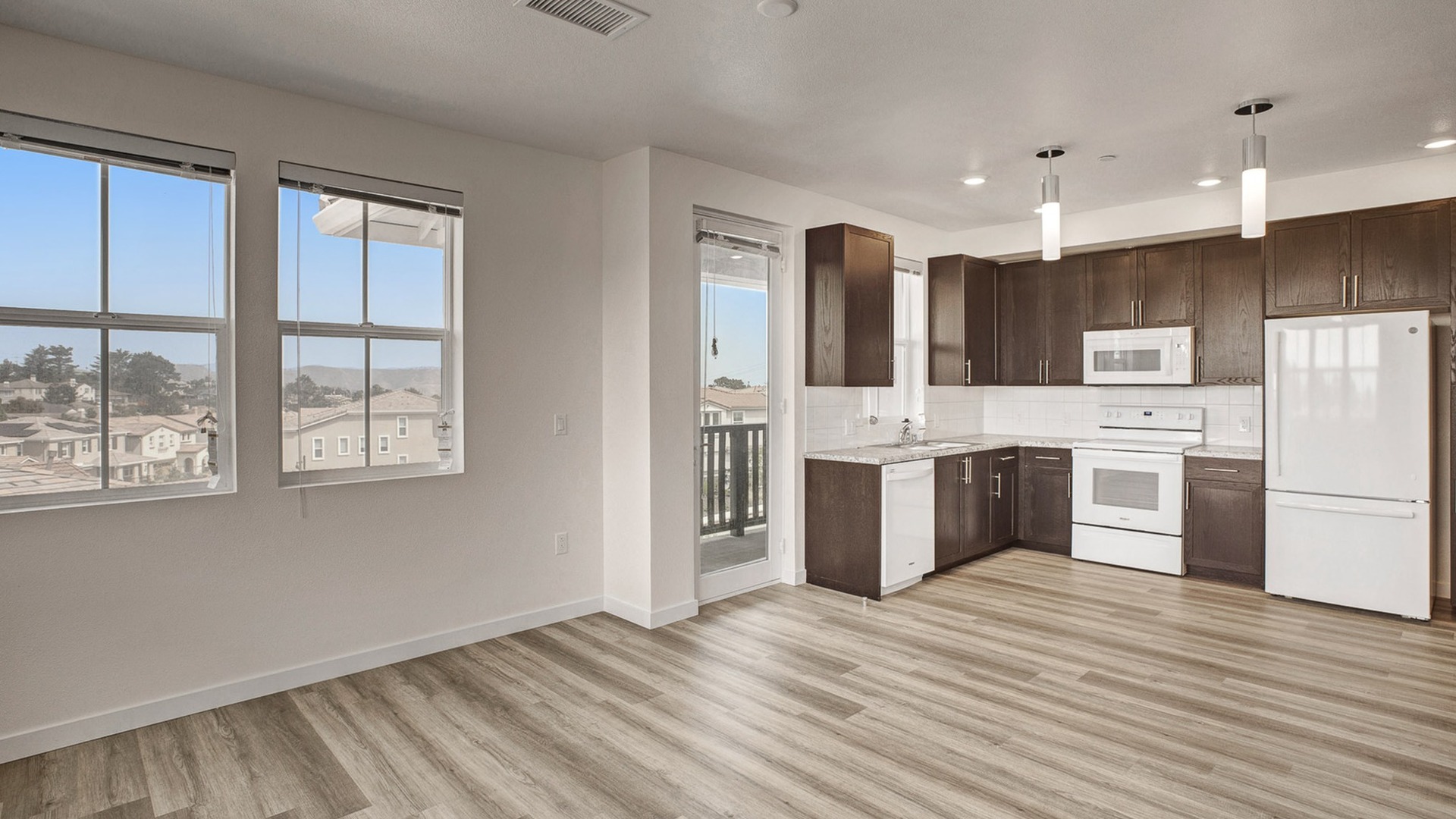 Kitchen and living area overlooking Skyline College