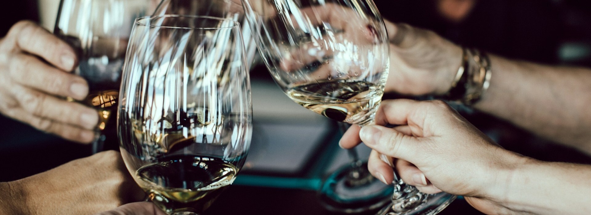 Friends toasting wine glasses