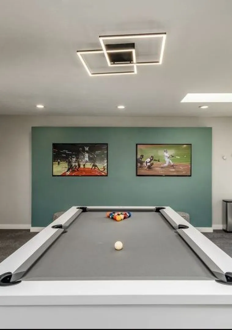 Pool table in game room