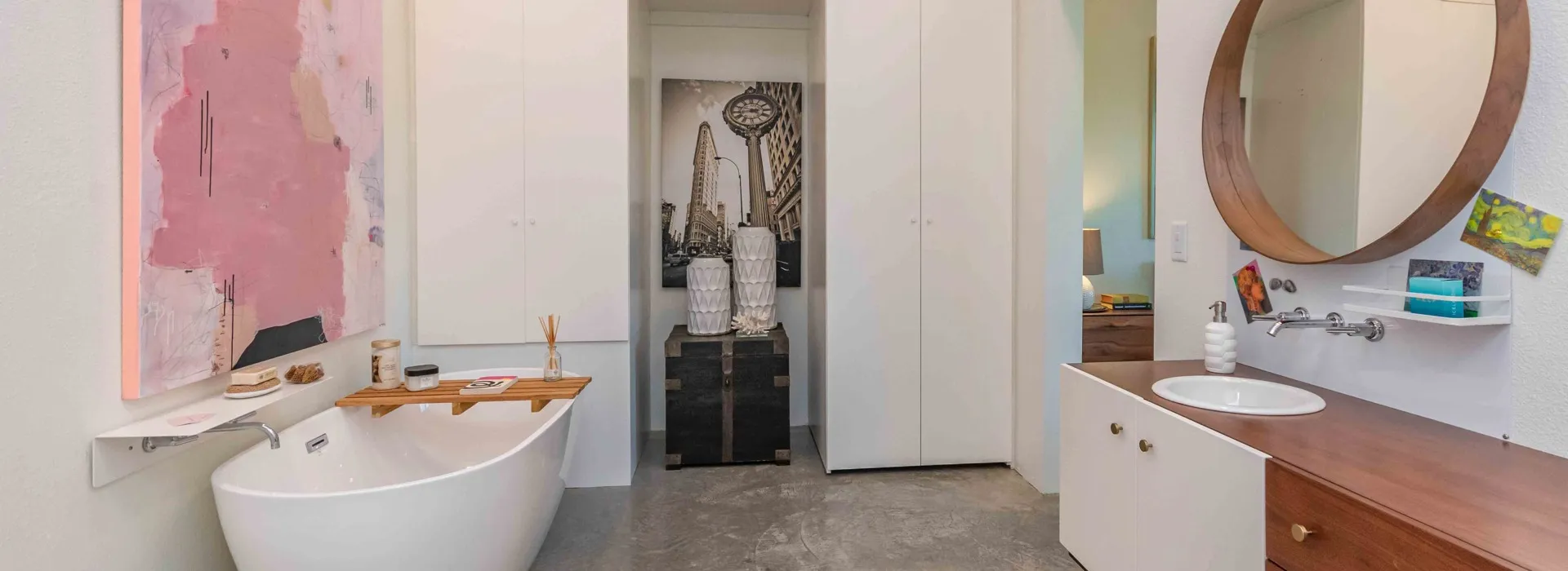 Luxurious bathroom with freestanding tub