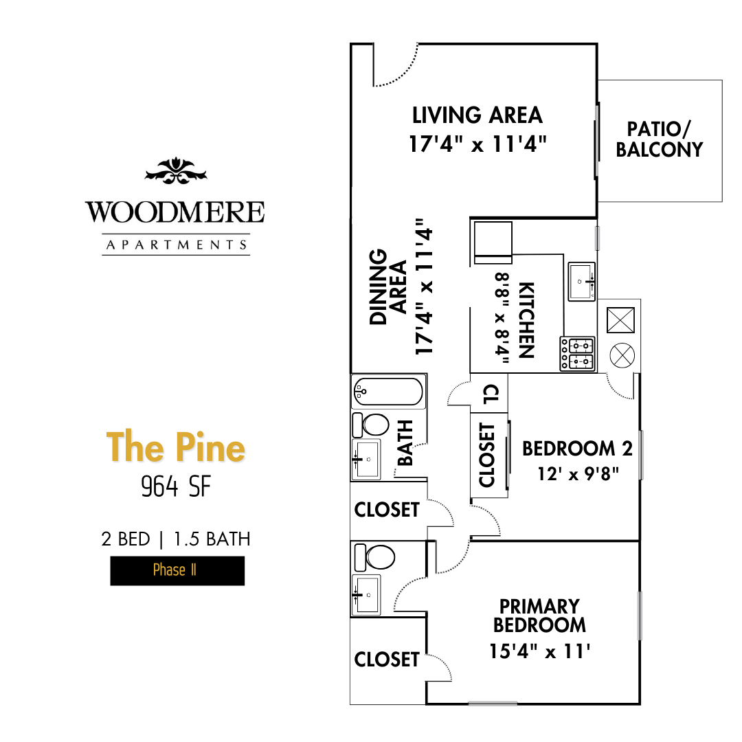The Pine 2 Bed Apartment Woodmere Apartments