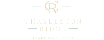 Elegant Charleston Ridge logo with stylish monogram design, representing luxurious apartment homes.