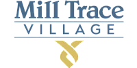 Elegant logo of Mill Trace Village featuring sophisticated typography and a classy gold emblem.