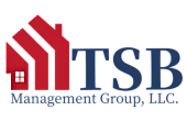 TSB Management Group logo with a red house icon featuring a stylized home and a welcoming window.