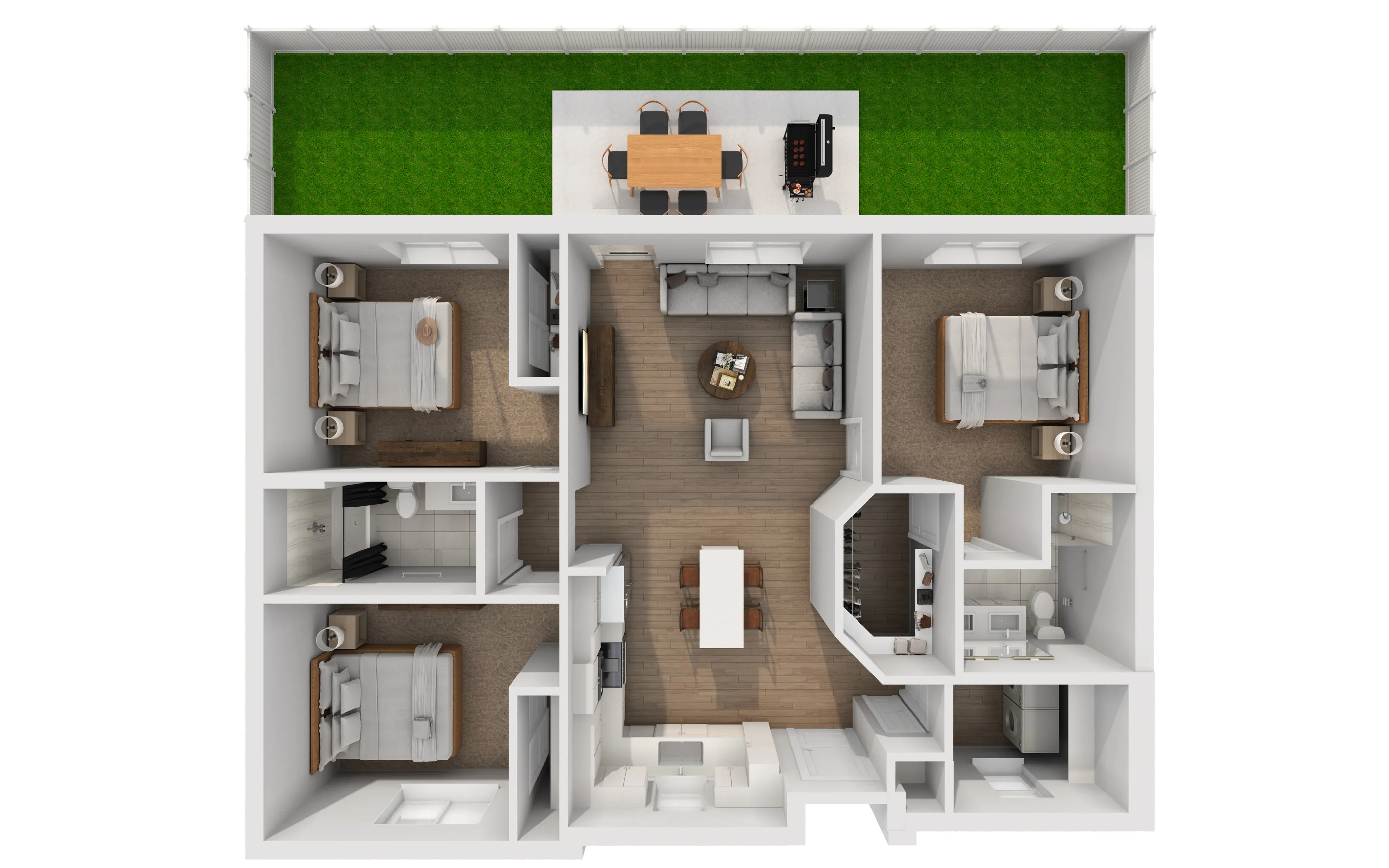 3 bedroom 2 bath floor plan.