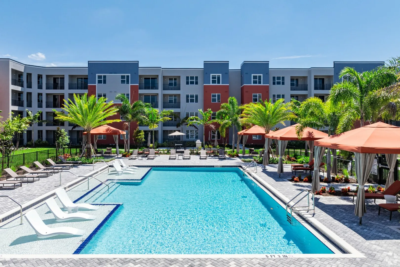 Outdoor Lounge Area Including Cabanas