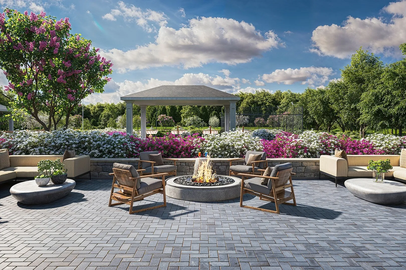 Residents Gathering by the Fire | Apartment in Worcester, MA | Arbella at Bramble Hill