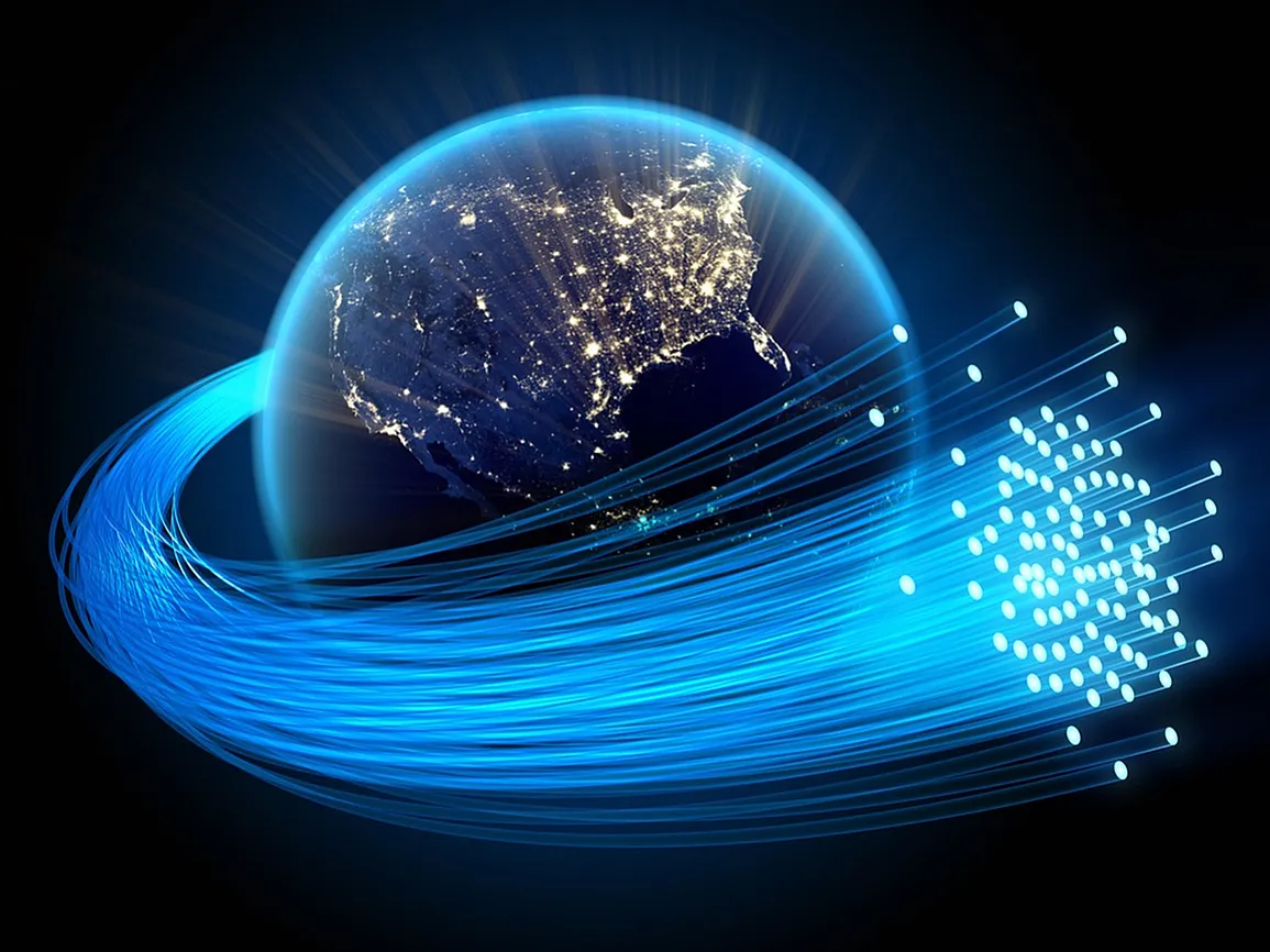 Illuminated Earth with futuristic blue light trails representing global connectivity and advanced communication networks.