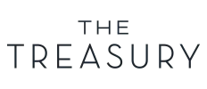 Elegant logo design for 'The Treasury,' featuring minimalist and sophisticated typography.