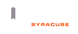 Modern Nob Hill Syracuse logo with bold white and orange typography accentuating an abstract tower design.