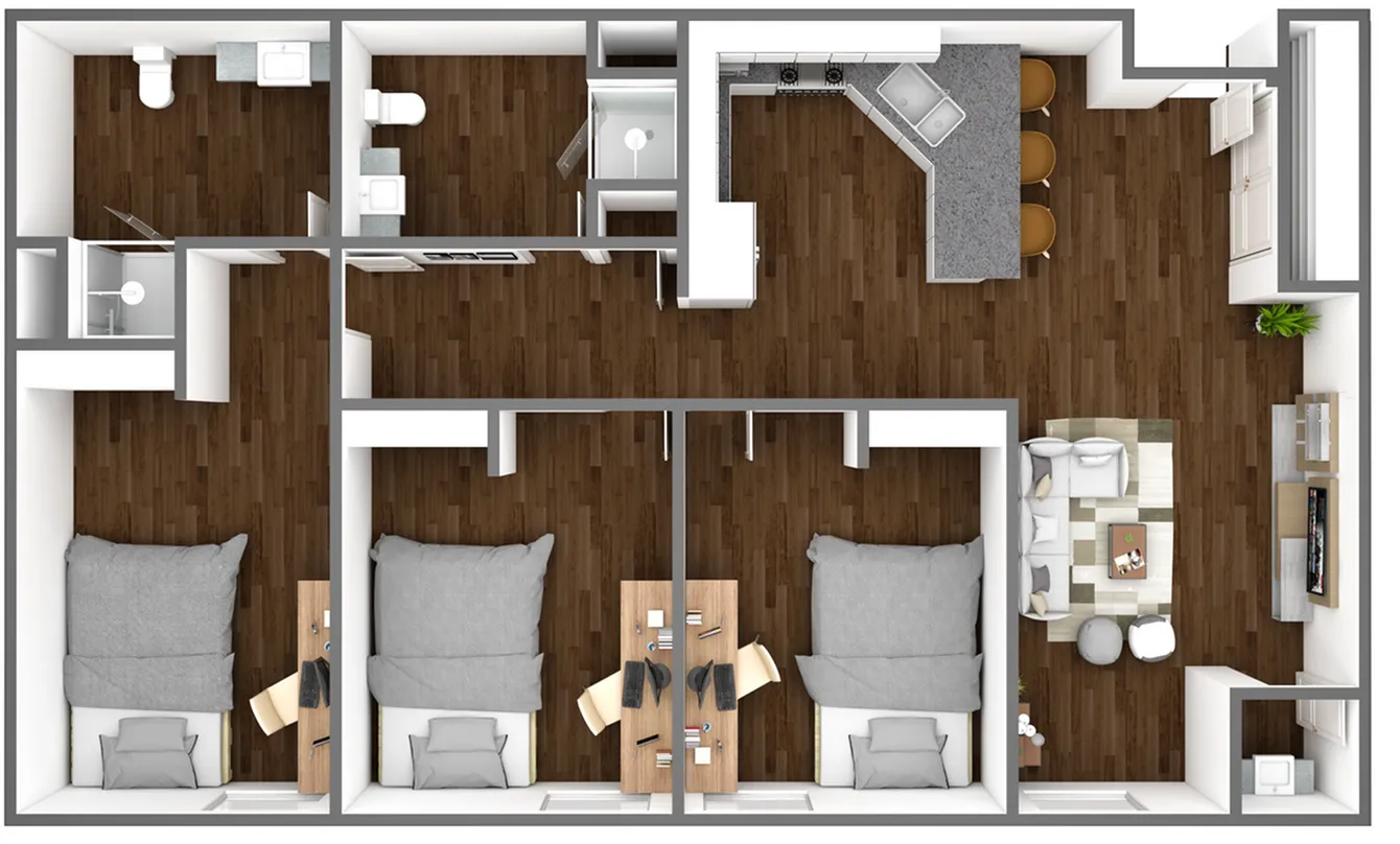 3 Bedroom Renovated Floor Plan