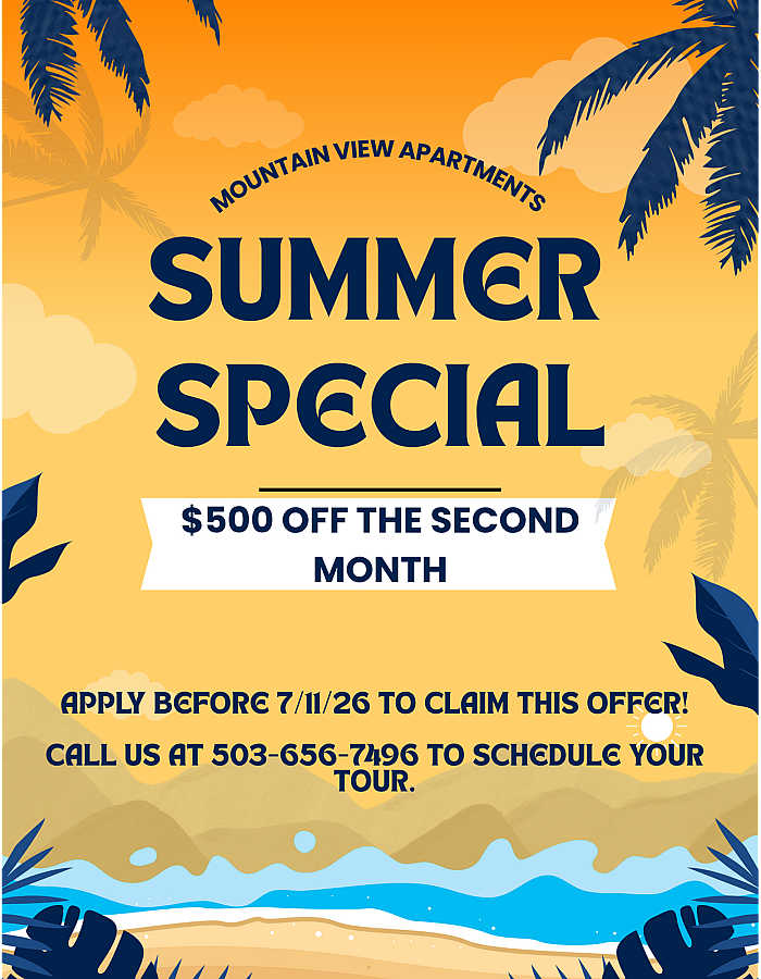 $500 off second month's rent!