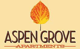 Aspen Grove Apartments logo featuring a vibrant autumn leaf design.