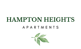 Elegant Hampton Heights Apartments logo featuring a minimalist leaf design, symbolizing modern and eco-friendly living.
