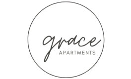 Elegant Grace Apartments logo in a minimalist circular design, embodying modern living.