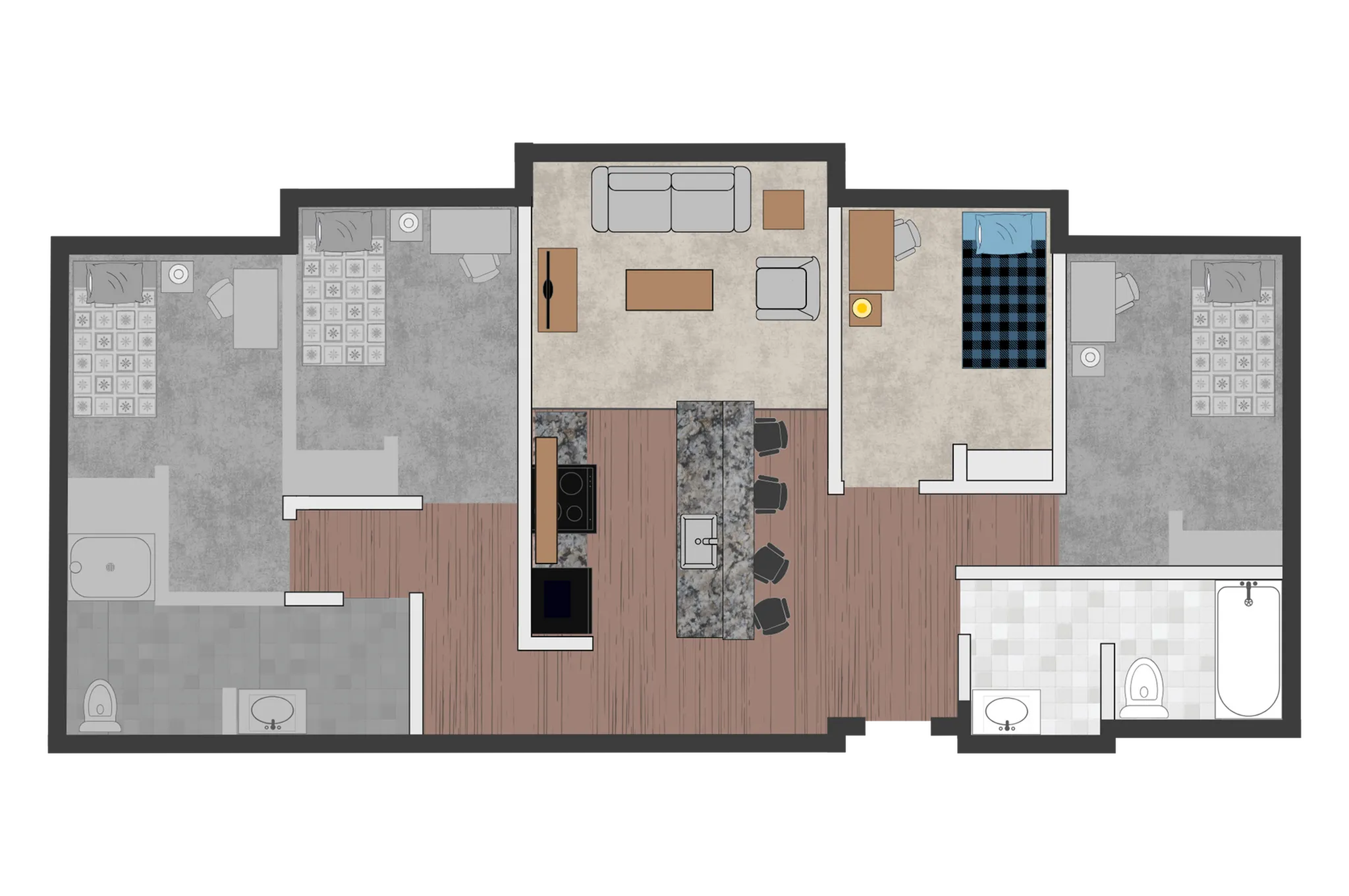 4x2 Floor Plan Layout | Union at Dearborn | Apartments in Dearborn, MI