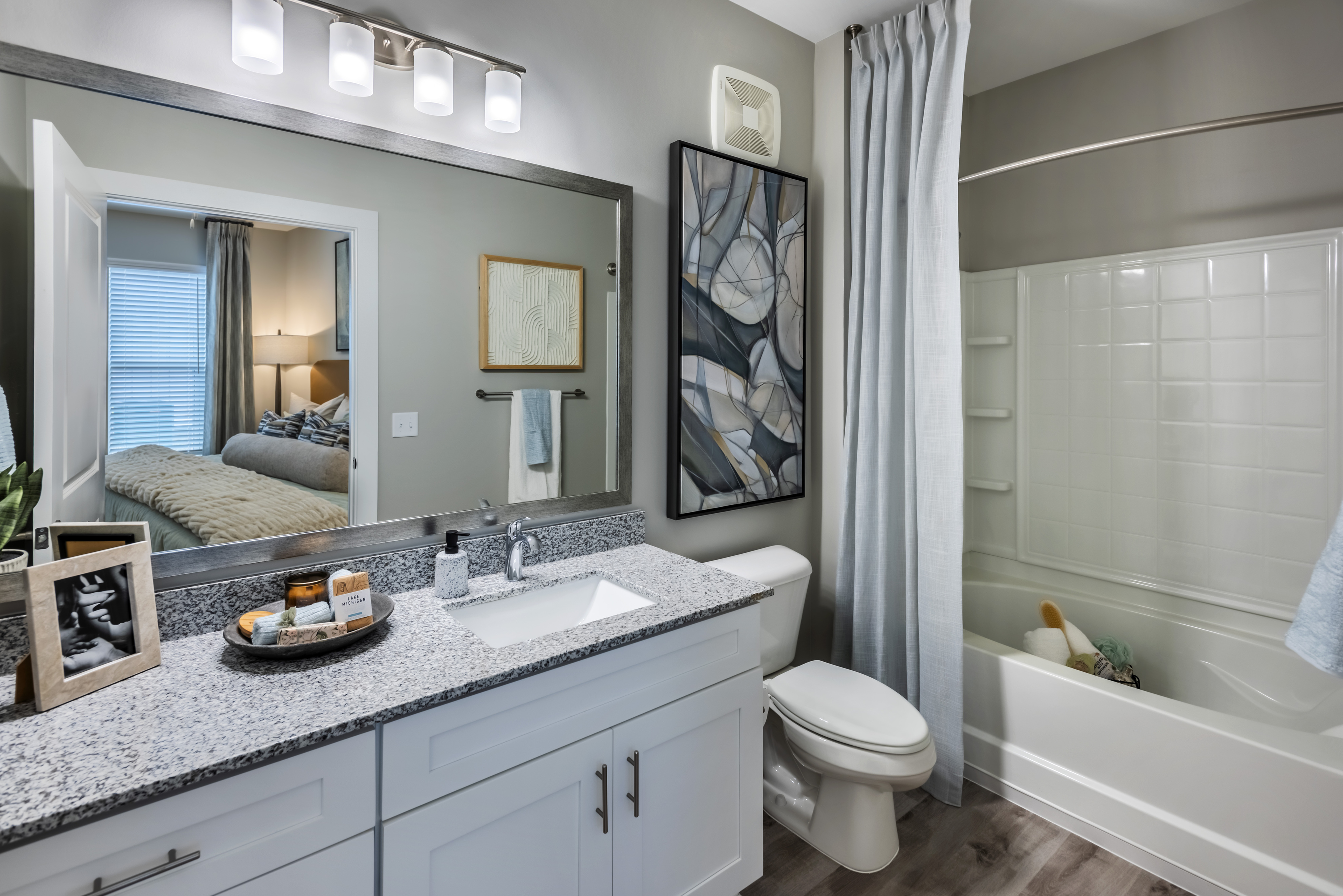 Vanity with Custom Framed Mirrors