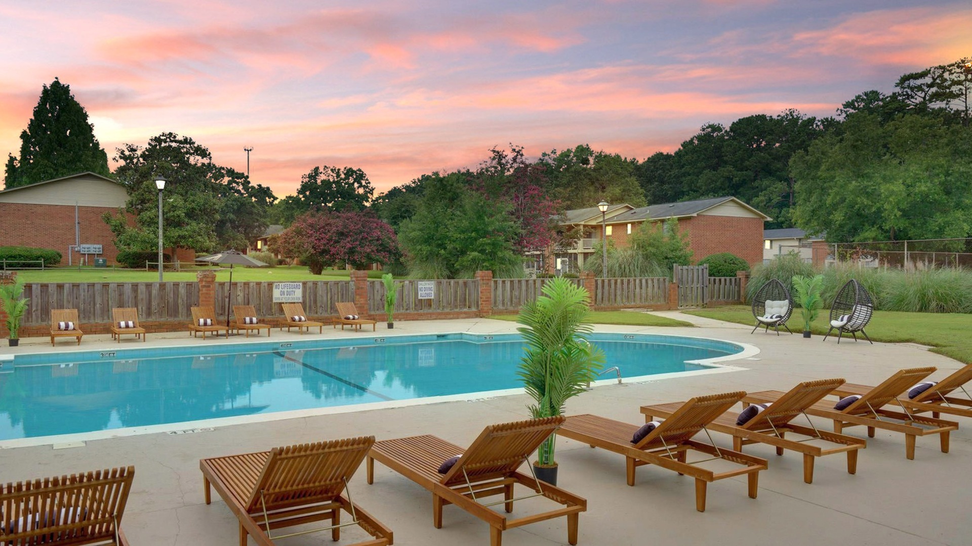 pool at sunset