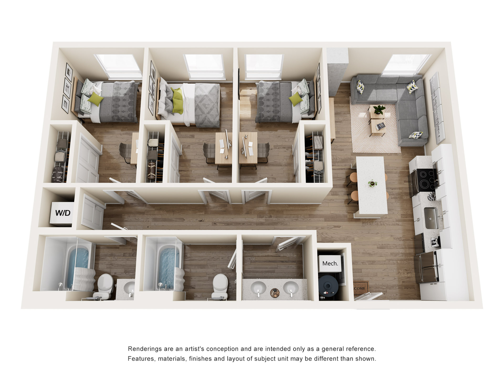 The 818 - Three-Bedroom Floorplan