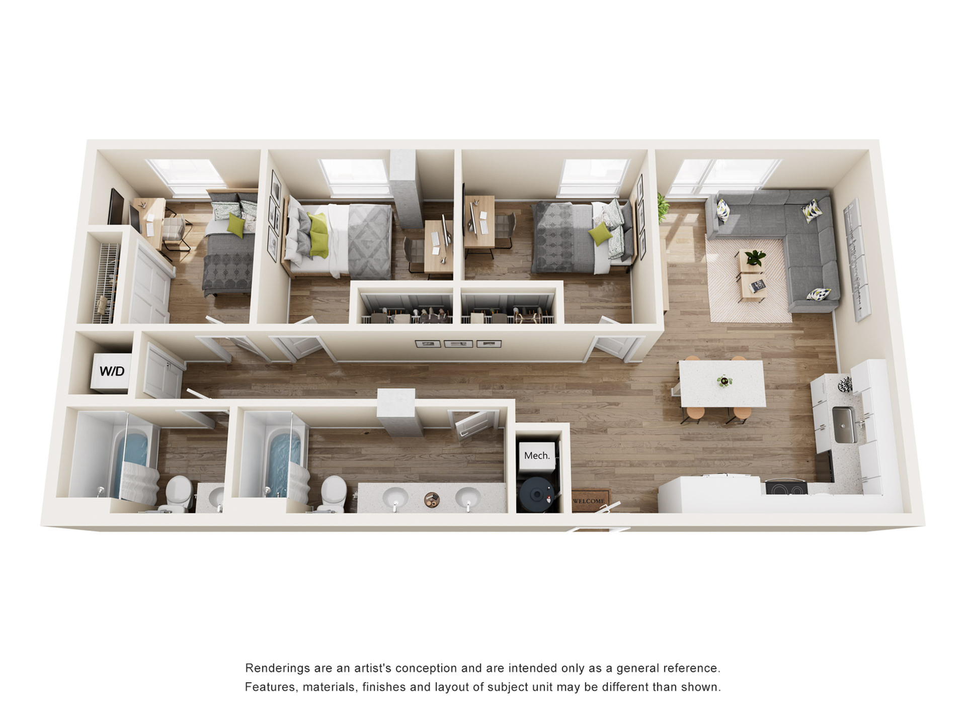 The 818 - Three-Bedroom Floorplan