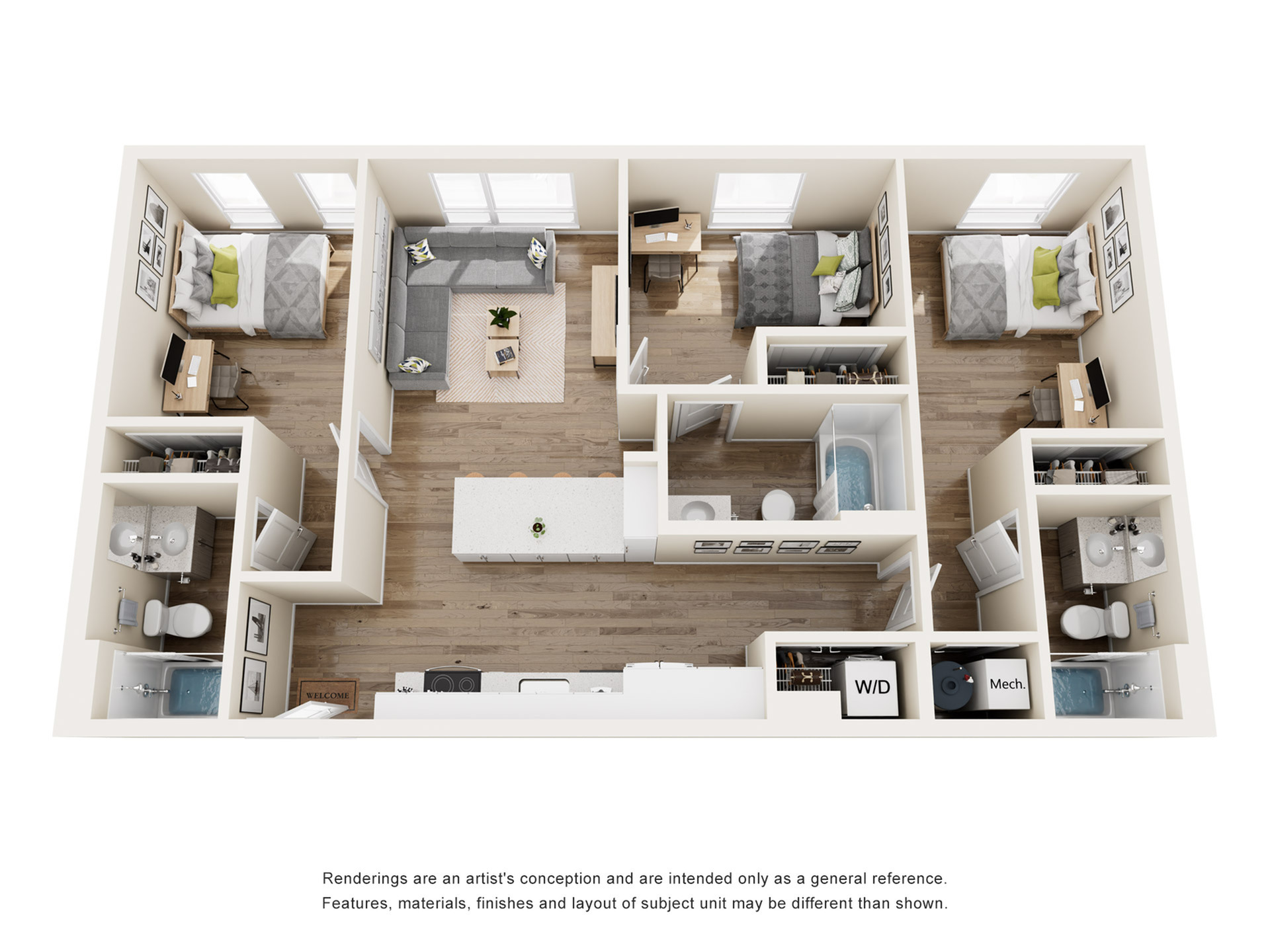 The 818 - Three-Bedroom Floor Plan