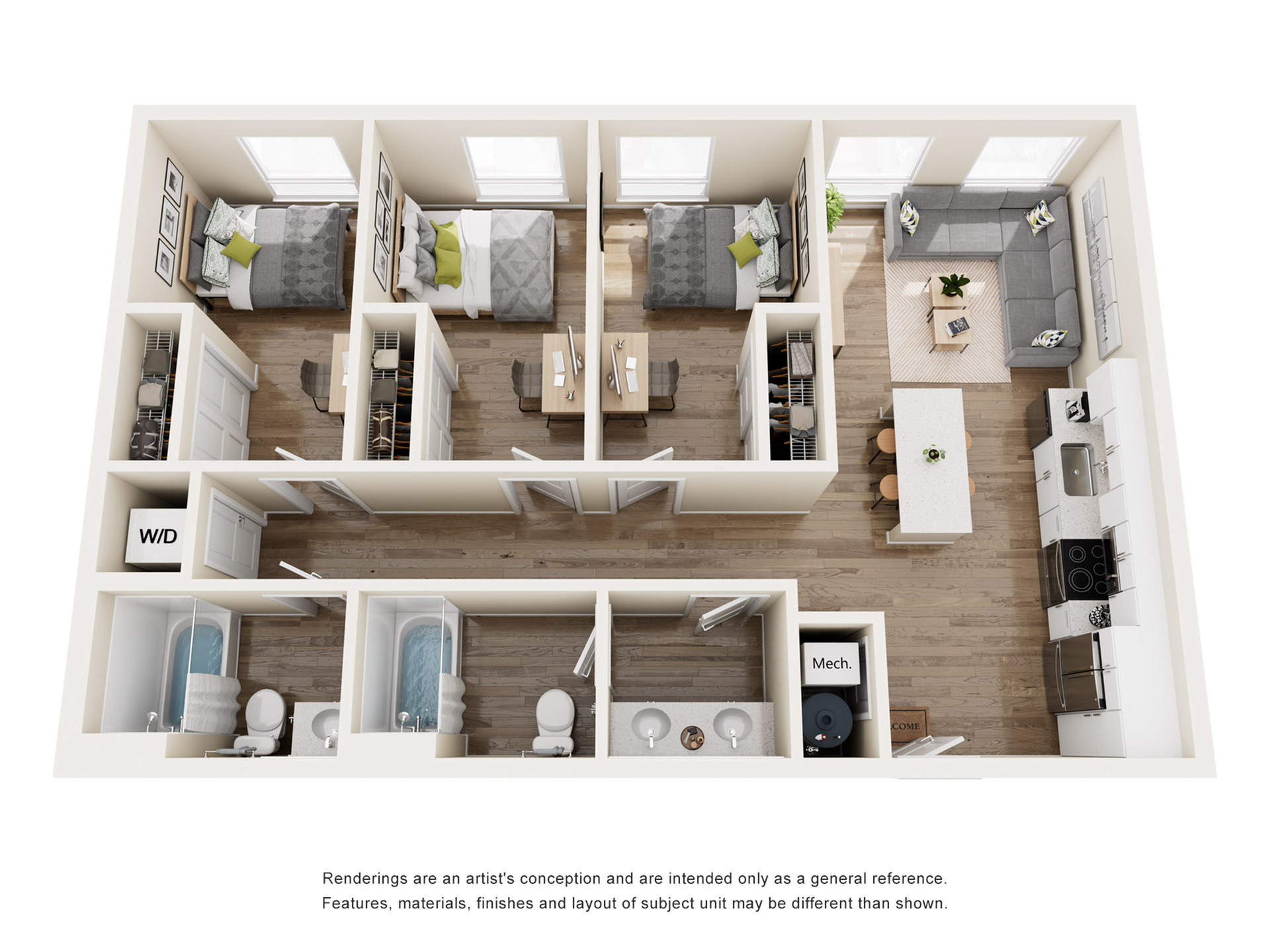 The 818 - Three-Bedroom Floor Plan