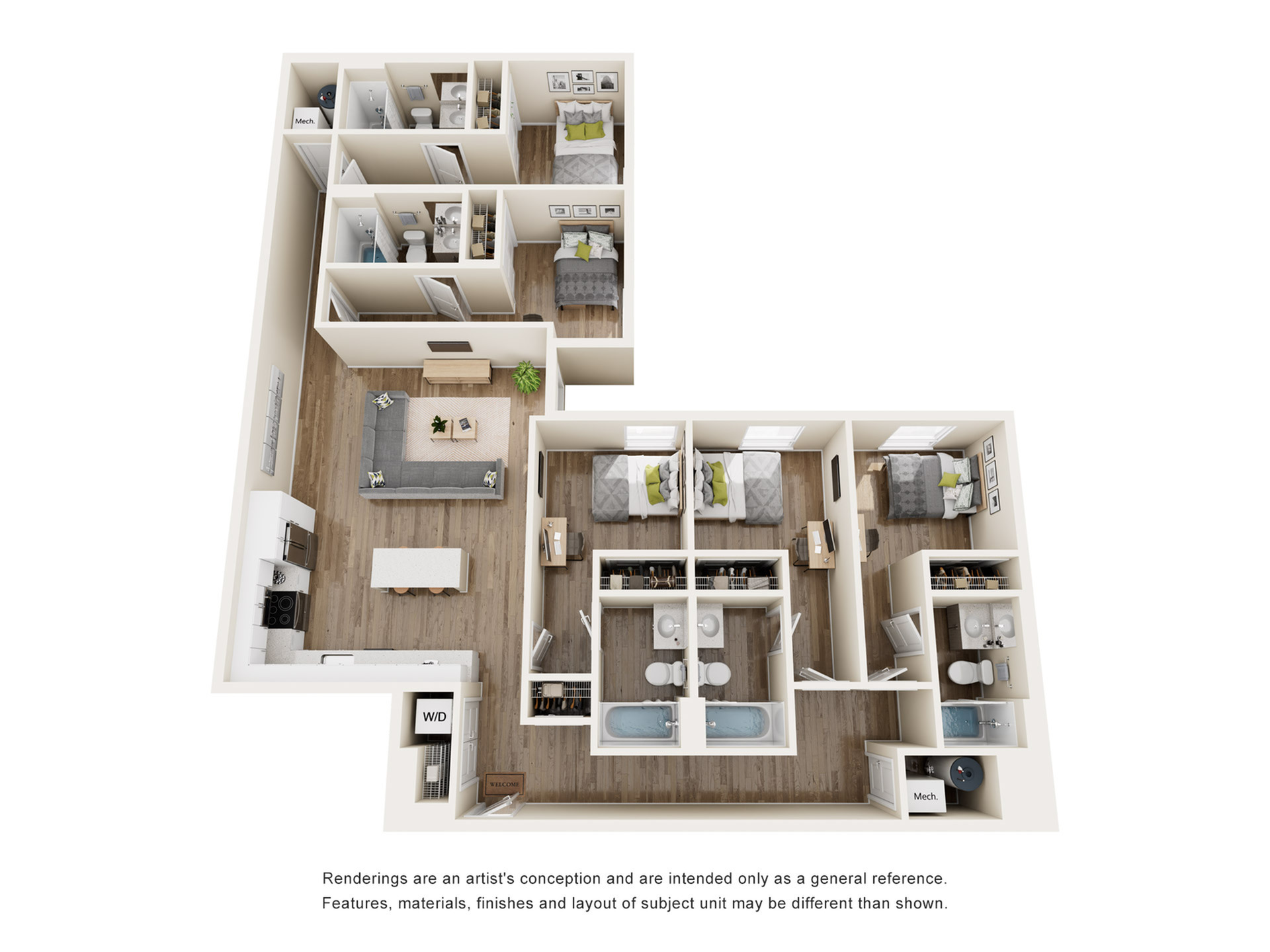 The 818 - Three-Bedroom Floorplan