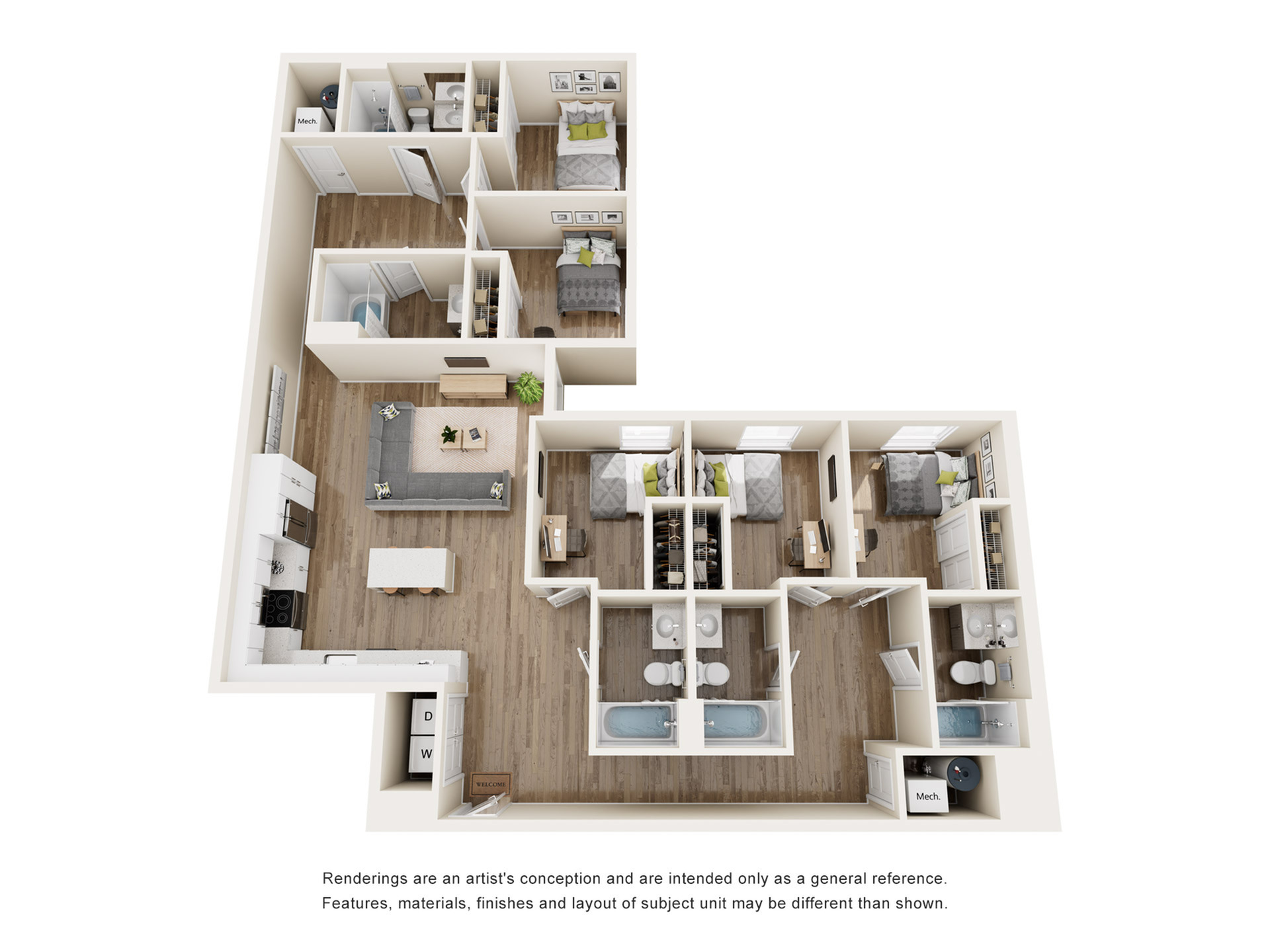 The 818 - Three-Bedroom Floorplan