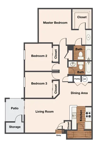 The Sonoran 3 Bed 2 Bath Floorplan