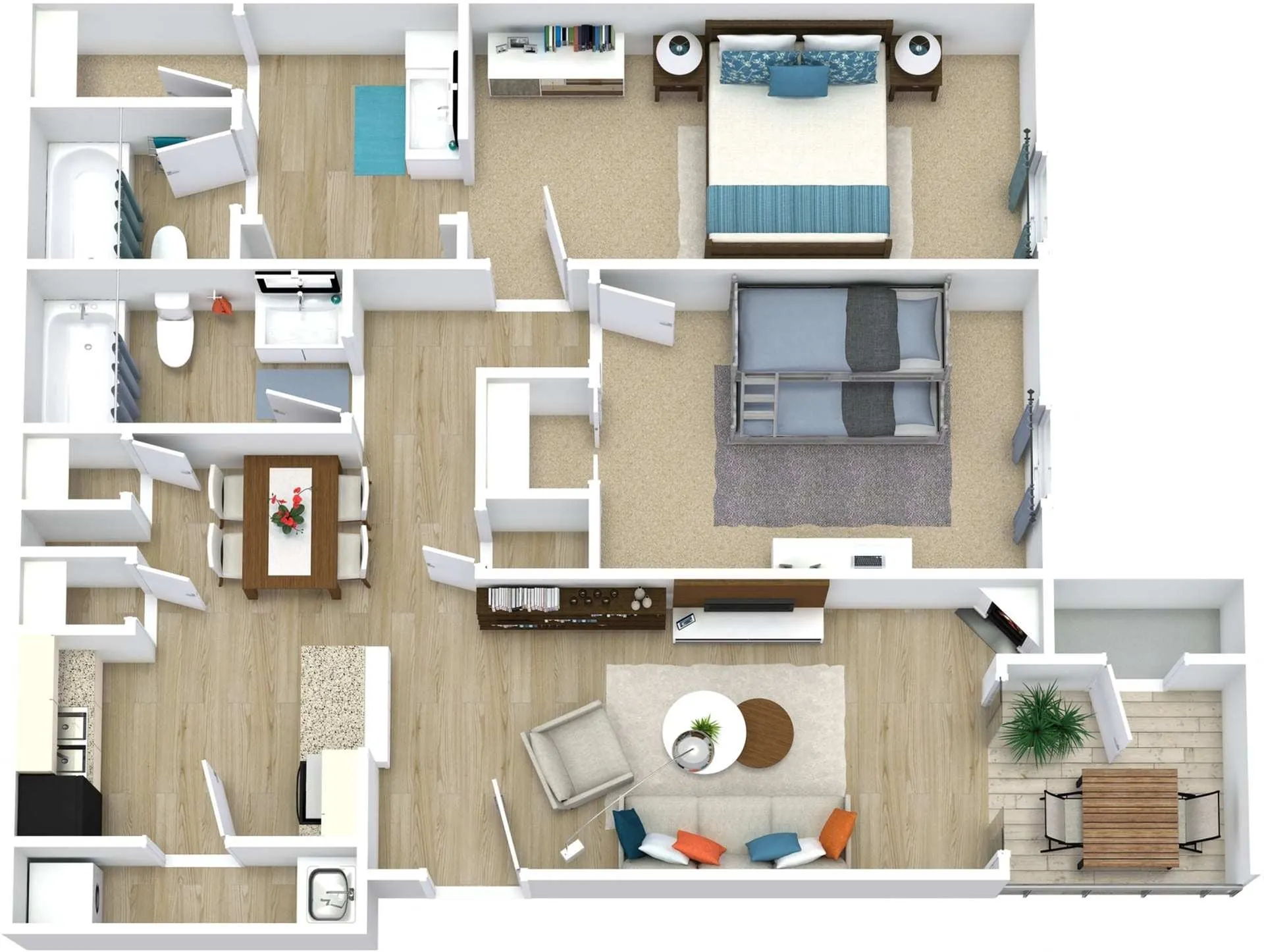 2 BED / 2 BATH / 961 SQFT
