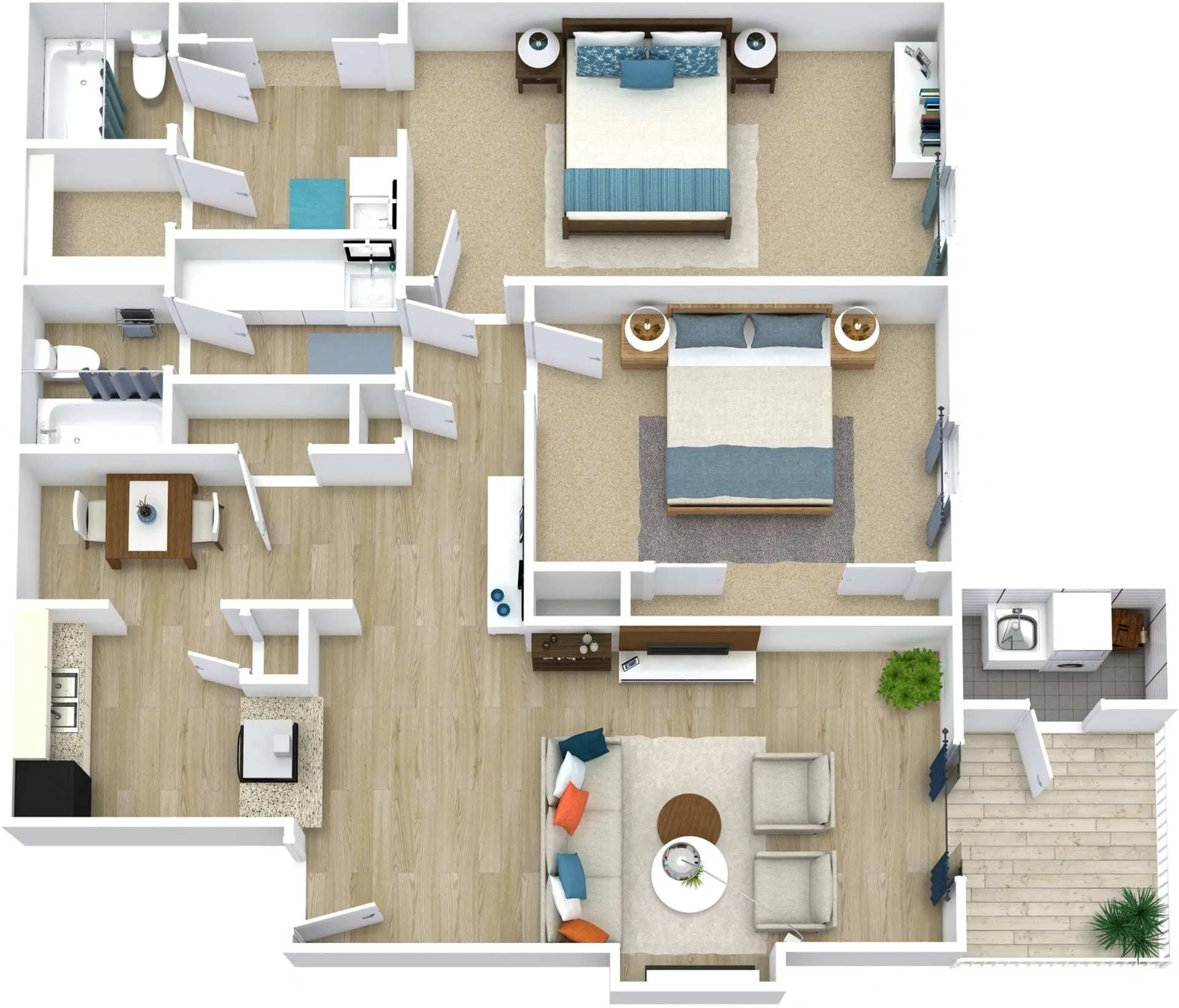 2 BED / 2 BATH / 1048 SQFT