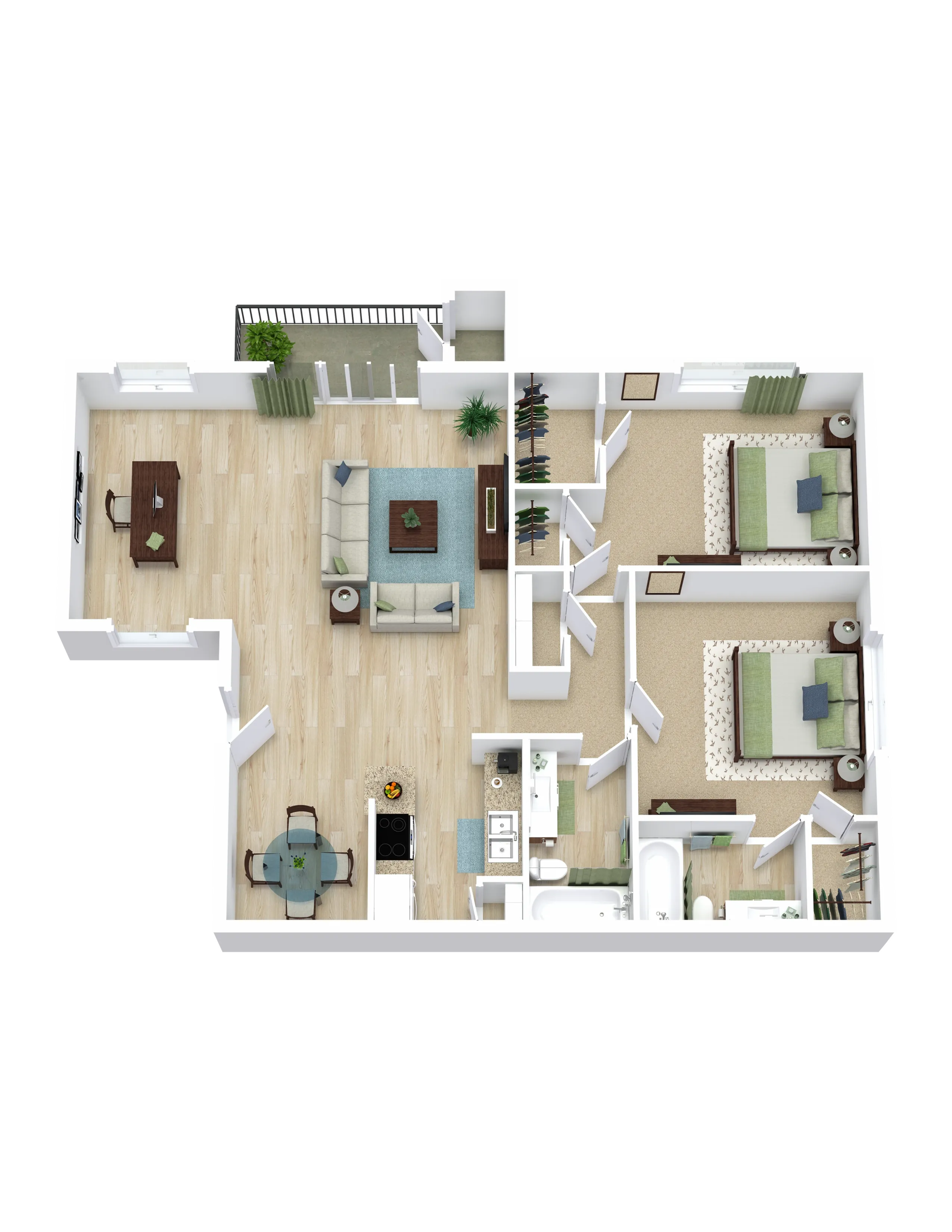 Two Bed, Two Bath with Den