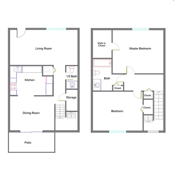 2 Bedroom | 1.5 Bath | 1,160 sqft