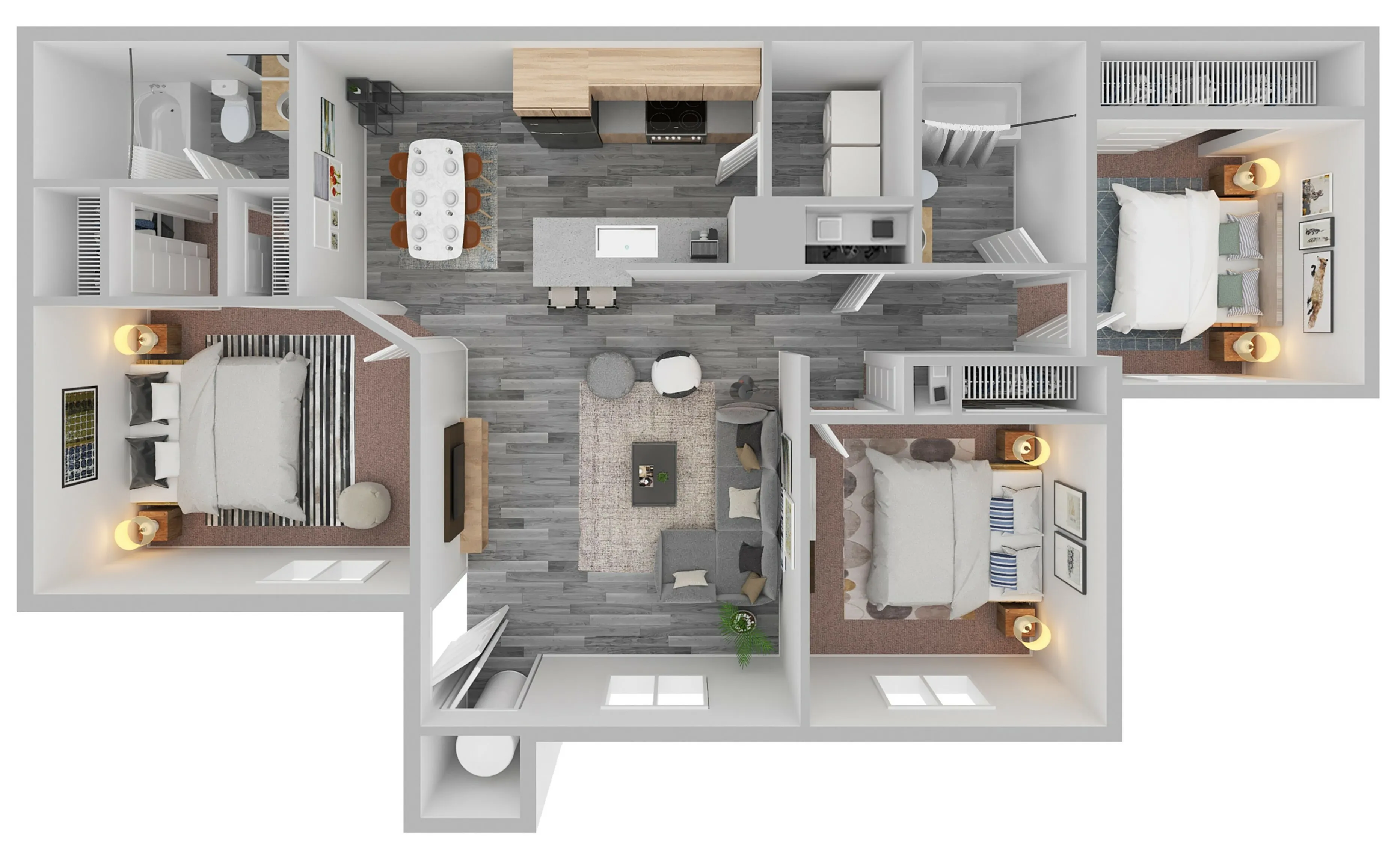 3 Bedroom 2 Bath 1,050 Sq. Ft.