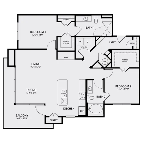 2 Bedroom | 2 Bath | 1248 SQFT