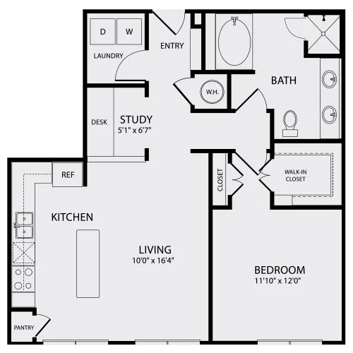 1 Bedroom | 1 Bath | 870 SQFT