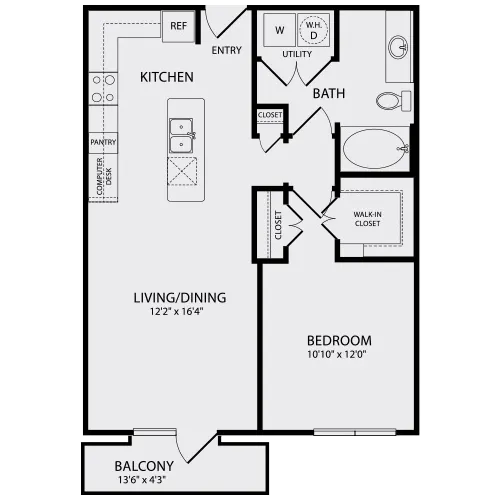 1 Bedroom | 1 Bath | 752 SQFT