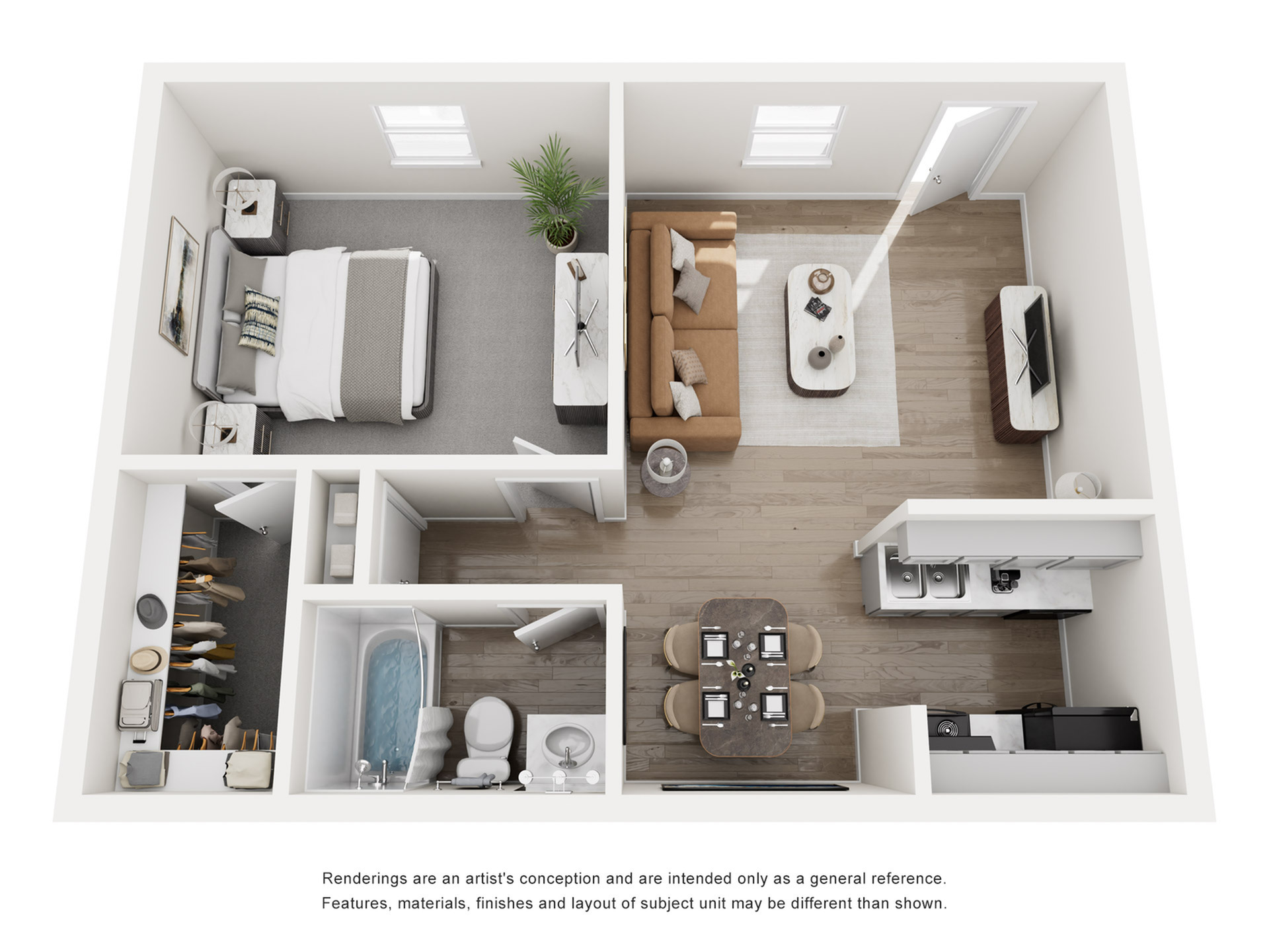 A1, 1 Bed, 1 Bath, 602 SqFt