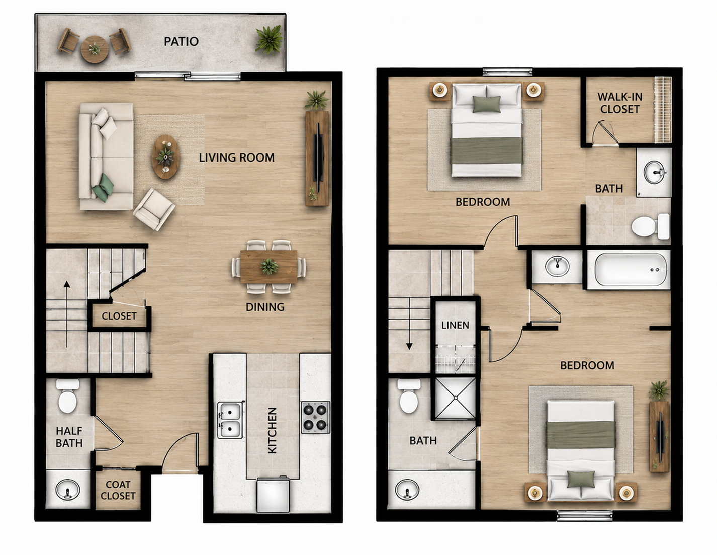 3D apartment layout preview at Village Square.