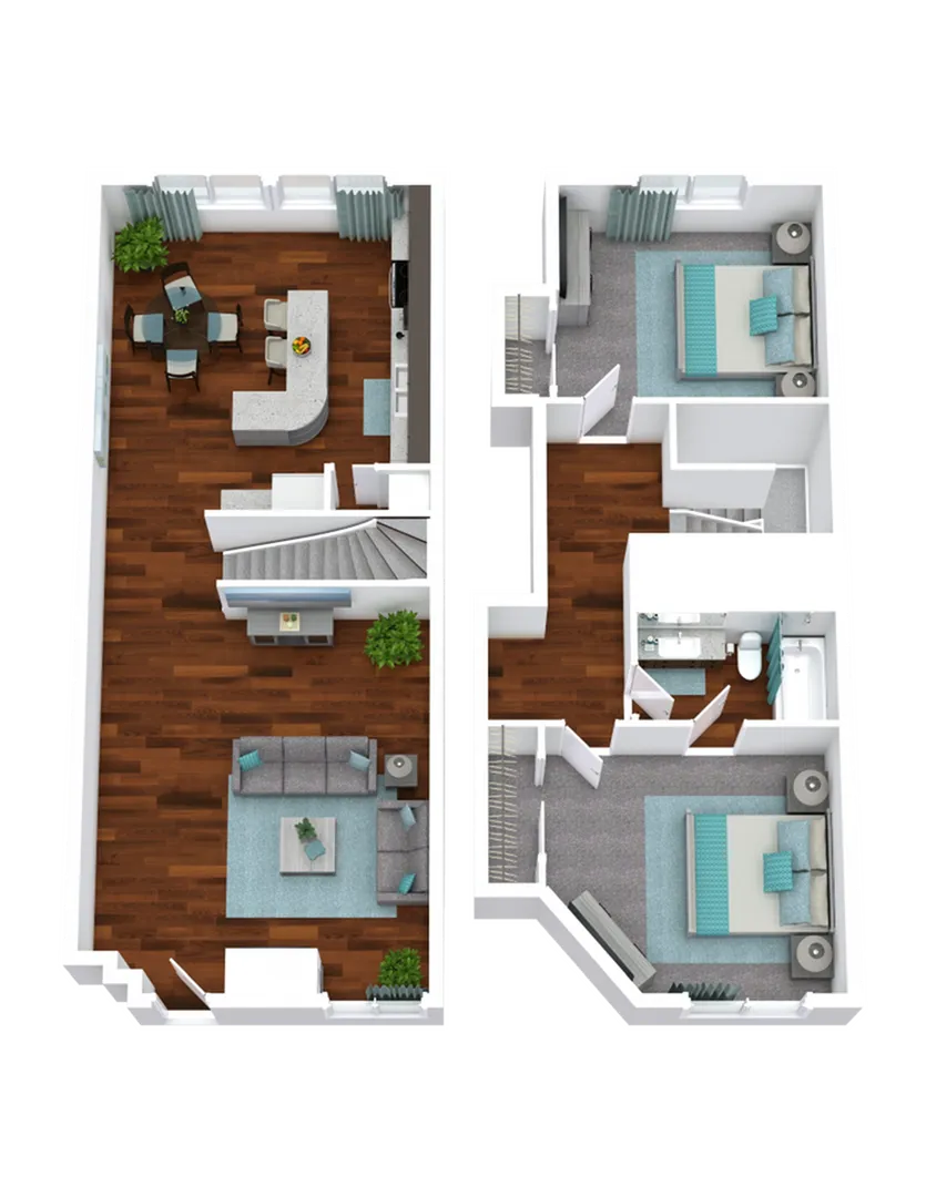 Two Bed B1 Bath Townhome
